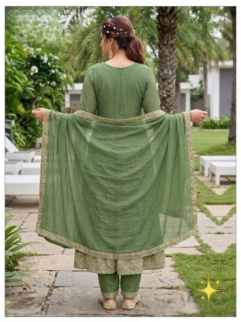 Georgette Anarkali Suit Set with Zari Work | Femmeera detail view 4