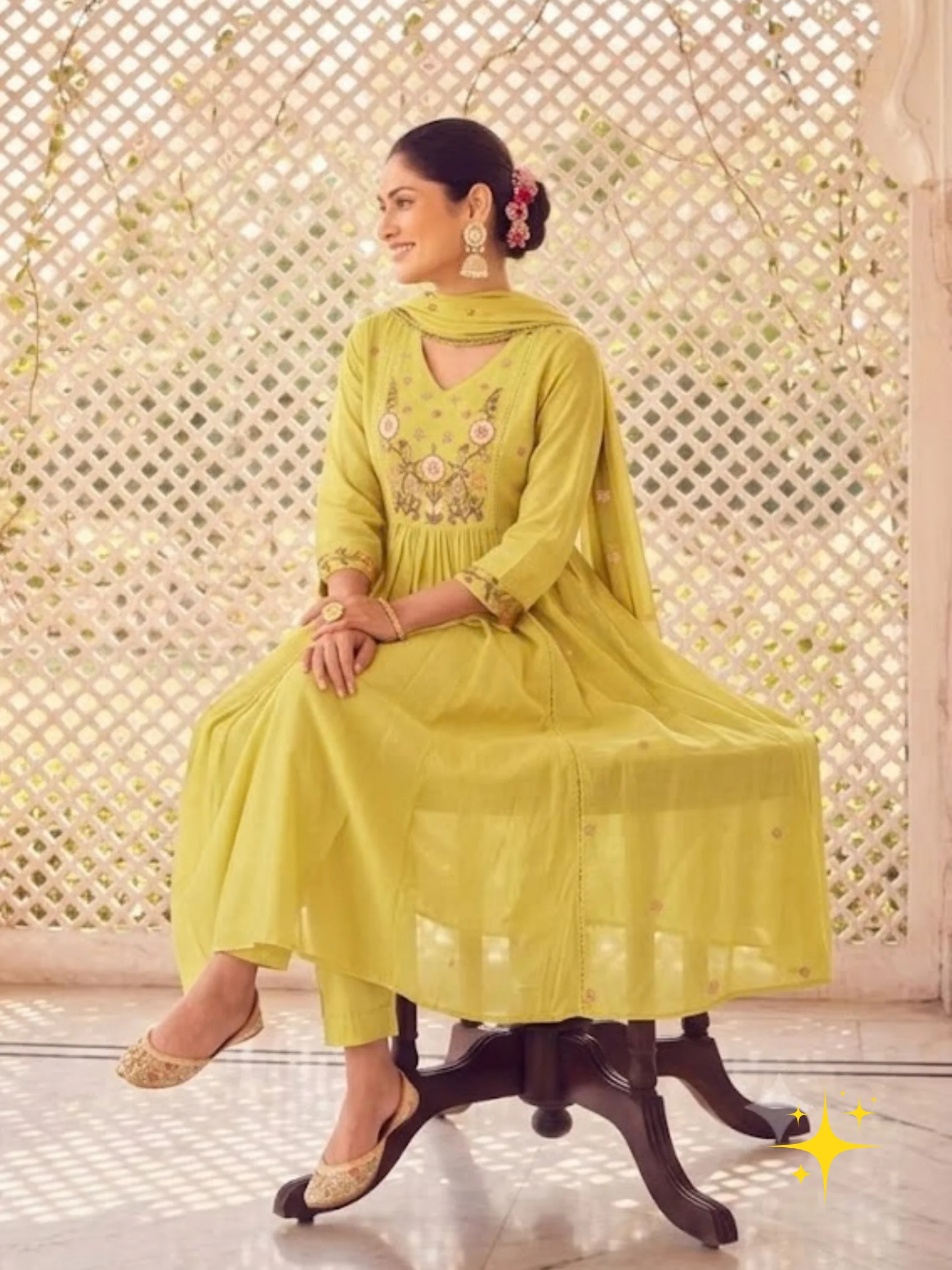 Malchandri Cotton Anarkali Kurta Set | Femmeera detail view 5