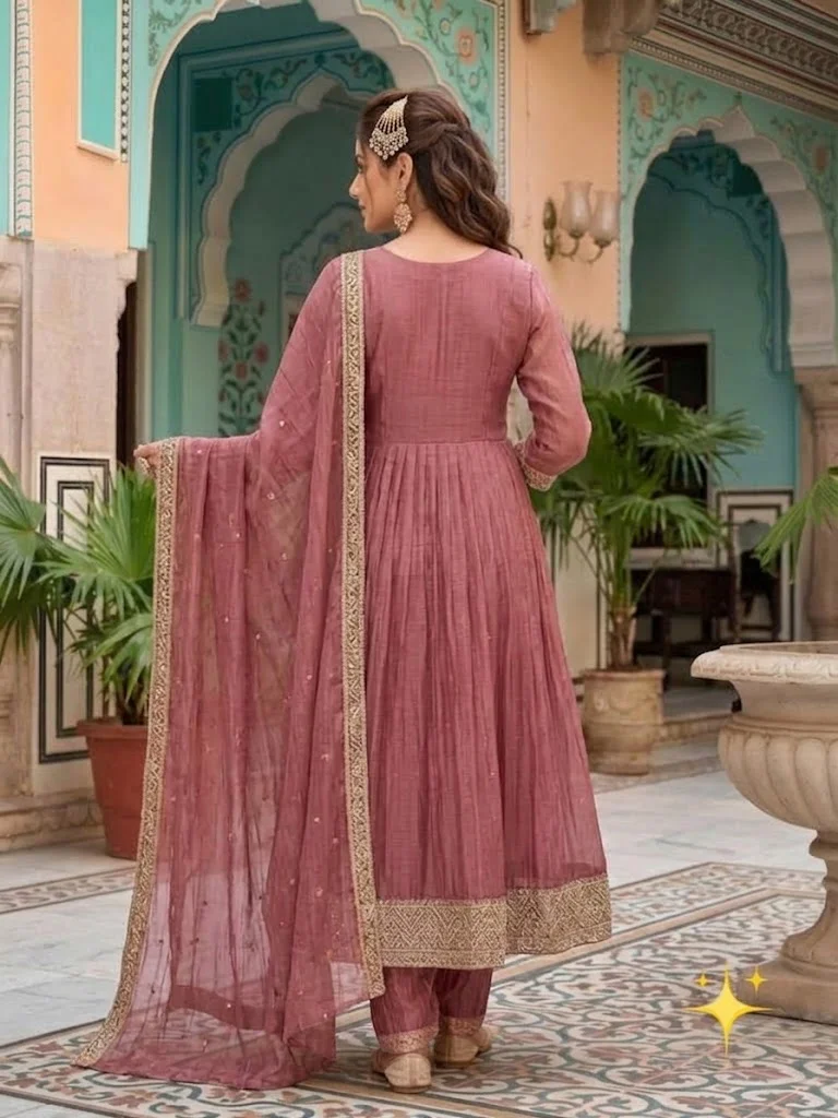 Georgette Anarkali Suit Set with Zari Work | Femmeera detail view 6