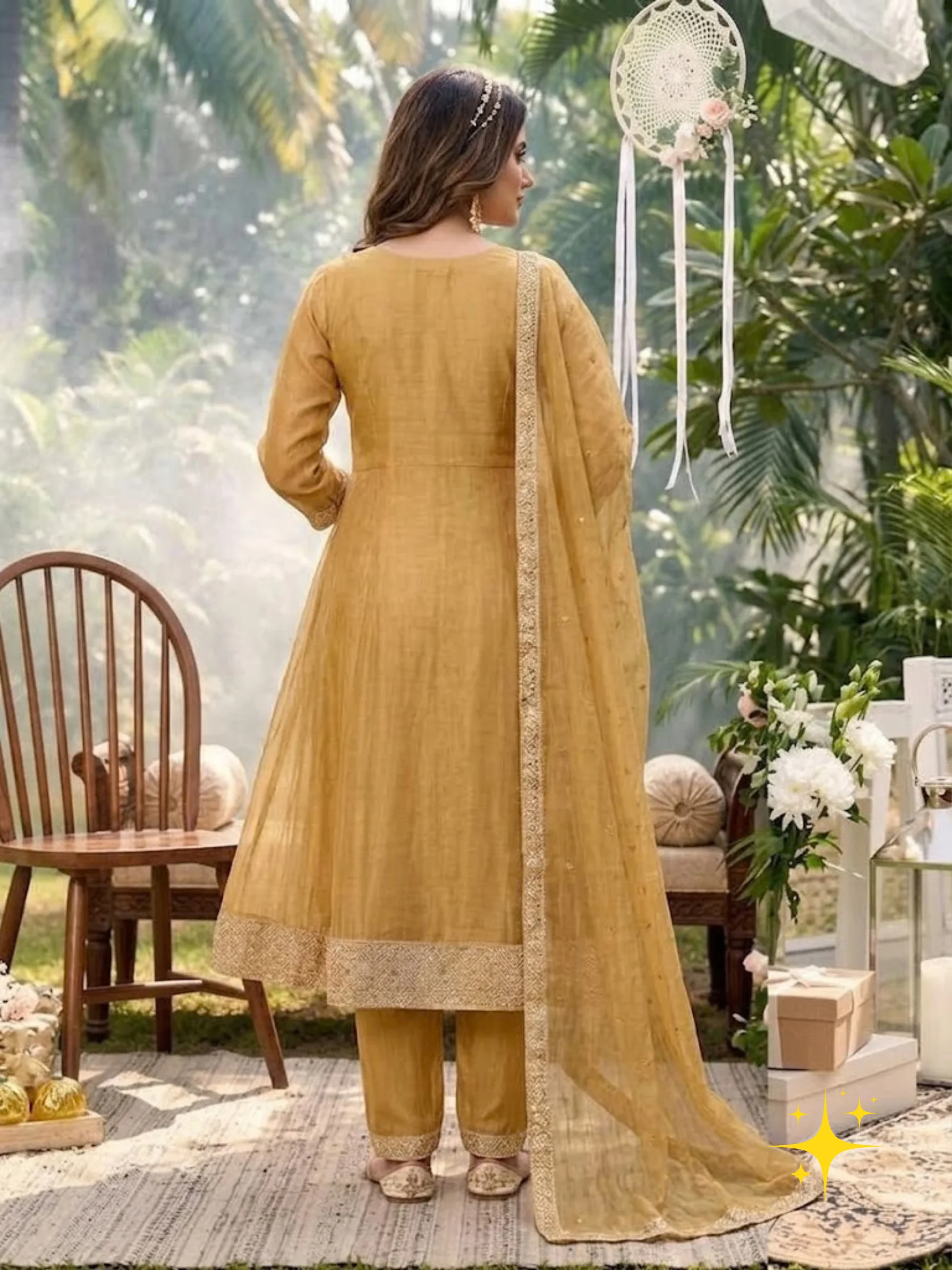 Georgette Anarkali Suit Set with Zari Work | Femmeera detail view 2